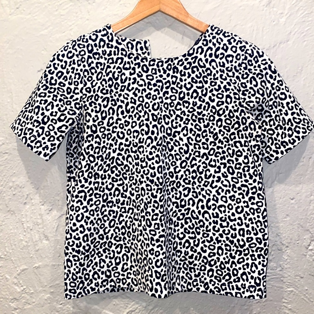 Ann Taylor Top Black & White Animal Print